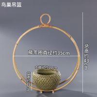 竹编鸟巢吊篮插花篮客厅装饰竹制品植物手工艺术悬挂花篮复古森系 鸟巢吊篮