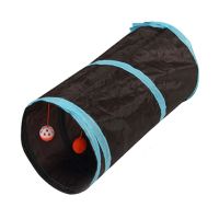 猫咪隧道钻洞玩具自嗨用品彩虹通道滚地龙可折叠拼接猫窝帐篷超长 黑色款(长约50cm)