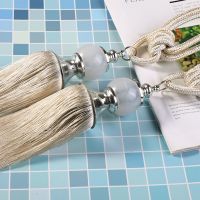 窗帘绑带创意绑绳简约现代百搭挂球吊穗一对欧式家用卧室客厅装饰 玉石白色 一对 2只[玉石挂球]