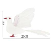 展翅白鸽 仿真大鸽子小白鸽摆件 羽毛小鸟捆绑式园林装饰婚庆装扮 20厘米飞翅白鸽子一只
