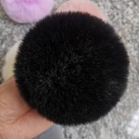 真毛超大12CM仿貉子毛球手工帽子上的毛球狐狸毛球配件装饰品球球 黑色 按扣款