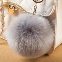 可爱大仿狐狸毛挂件时尚皮草包包挂件毛绒钥匙扣挂饰毛毛球挂件 毛球挂件--灰色