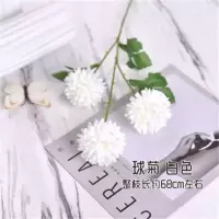 仿真花球菊花昙花假花花束插花摆件客厅装饰 白色乒乓球菊 5支装