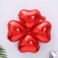 心形四叶草气球批发铝膜气球婚房布置拱门结婚用品元旦圣诞节装饰 红色 四叶草7个装[无赠品]