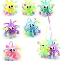 儿童益智玩具发光刺猬球闪光球大雪花球小号毛毛球发泄球地摊 马卡龙色小雪花随机一个 直径10厘米