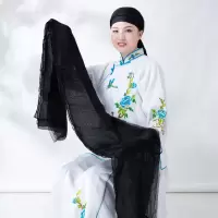 戏曲水纱戏剧包头绉纱戏曲黑纱戏剧包头用品真丝水沙小生老生老旦 儿童普通水纱1.2米