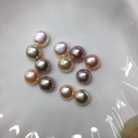 捡漏侠天然淡水珍珠散珠馒头扁形珍珠带半孔DIY贴片材料耳饰发饰 白色2对 6-6.5mm馒头珍珠(半孔微微瑕)