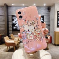 粉Kiti猫苹果11手机壳IPhone12promaxxr滴胶xsmax8plus软壳女款7p 滴胶闪钻款-小熊猫咪 苹