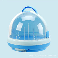 新品婴儿奶瓶收纳箱宝宝便携外出奶粉盒餐具储存沥水架防尘收纳箱 蓝色