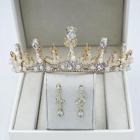 皇冠女十八岁生日超仙新娘头饰巴洛克韩式婚纱王冠女简约大气公主 金色单耳环不带皇冠(耳夹)