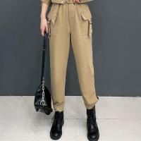 棉2021春秋新款时尚工装套装女小个子洋气减龄百搭显高两件套 6773卡其工装裤 [送腰带] M 建议100斤以