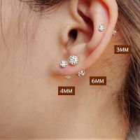 耳骨钉超闪螺丝睡觉免摘ins风有耳洞2021新款潮双面耳环耳钉耳饰 一对 3mm白色钻(适合耳骨)