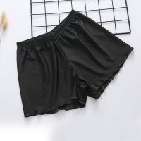 三分/五分冰丝格纹打底裤女可外穿中裤女学生紧身高腰安全裤短裤 1条装黑色[三分款] 均码L[80-125斤]