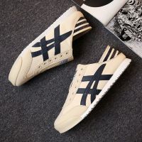 鞋子男2021新款秋季阿甘鞋男一脚蹬懒人潮流百搭休闲帆布潮鞋板鞋 米色 款 39 标准运动鞋码