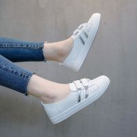 2019夏季新款小白鞋百搭透气懒人白鞋单鞋韩版魔术贴一脚蹬女鞋子 白银 35