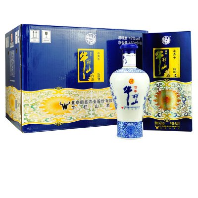 牛栏山42度陈酿12小青牛(含三只礼袋)浓香型白酒450ml*6瓶