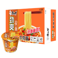 康师傅劲爽桶装方便面香辣牛肉103g*12桶