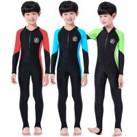 儿童连体游泳衣男童泳衣中大童长袖长裤男孩学生夏防晒游泳装大童