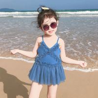 儿童泳衣女孩网红夏装童装女童连体款小公主纱纱裙游泳衣宝宝泳装