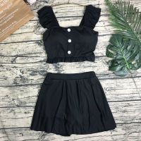 小清新分体泳衣女显瘦遮肚色裙式平角温泉学生游泳装性感比基尼