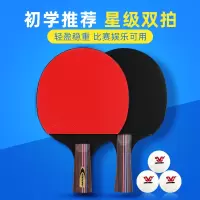 乒乓球拍三星双打初学者直拍横拍成人中小学生2只套装
