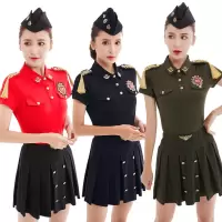 新款广场舞水兵舞服装女套装春夏季演出舞蹈跳舞棉时尚军迷短袖