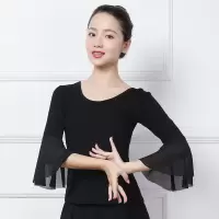 舞蹈服装上衣女2021新款纱袖跳舞服莫代尔拉丁舞练功服成人广场舞