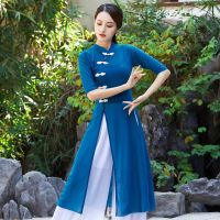 古典民族风旗袍汉服舞蹈演出服春夏季新款广场舞服装套装女身韵衣