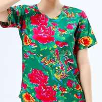 2020大衣服东北花布男女短袖短裤民族风伴郎伴娘服表演服大花衣服