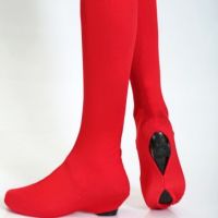 演出鞋脚套红黑四面高弹力外穿长高筒舞蹈靴子广场舞袜套少数民族