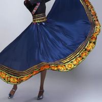 藏族舞蹈服装女广场舞大摆裙新款蒙古练习长裙民族演出服装女半身