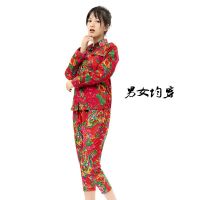 东北大花布衣服村姑衣服女二人转演出服搞笑大花民族秧歌服男女装