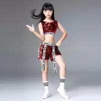 儿童演出服新款亮片爵士舞街舞套装男女少儿jazz舞蹈表演服装