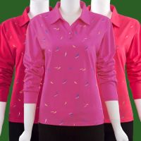 中老年女装长袖t恤衫妈妈装翻领含棉t恤女士宽松大码休闲运动上衣