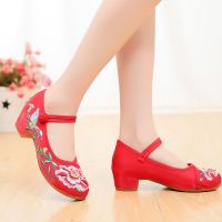 广场舞蹈鞋女老北京布鞋四季新款民族舞鞋演出鞋增高绣花鞋跳舞鞋