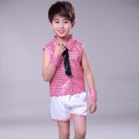 新款儿童亮片演出服六一男女童表演服幼儿爵士舞小学生现代舞纱裙