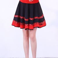 广场舞服装套装新款女夏季开场舞大摆裙中老年跳舞上衣红色演出服