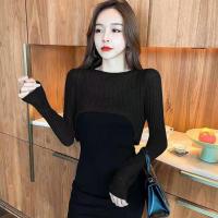 单/两件套大码长袖镂空针织防晒罩衫秋夏季装新薄短款套头上衣女