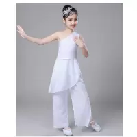 左手指月女童古典扇子伞舞蹈演出服飘逸六一儿童中国舞练功表演服