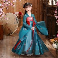 汉服女童中国古风仙绣印花套装广袖齐胸襦裙唐制演出服夏季