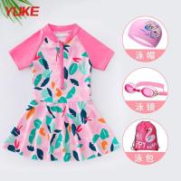 2021夏季新款儿童泳衣女童防晒速干连体小公主裙式花系泡温泉泳装