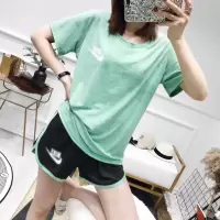 新速干衣女运动套装小雏菊瑜伽女套装跑步健身短袖2件套装宽松t恤