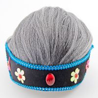 媒婆头饰老太太假发头套老婆头套丑婆老奶奶演出表演孟婆假发帽子