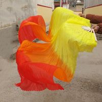 五色加长舞蹈扇子秧歌长飘扇五彩渐变广场舞表演道具跳舞扇子一对