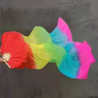 五色加长舞蹈扇子秧歌长飘扇五彩渐变广场舞表演道具跳舞扇子一对