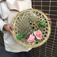 竹编斗笠帽舞蹈道具儿童成人跳舞彩色帽幼儿园舞台表演广场舞竹帽