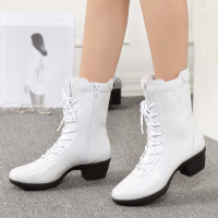 新款舞蹈鞋女士软底广场舞鞋舞蹈靴子成人中筒靴水兵鞋