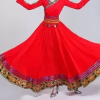 藏族舞蹈服装女广场舞大摆裙新款蒙古练习长裙民族演出服装女半身