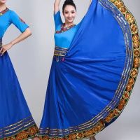 藏族舞蹈服装女广场舞大摆裙新款蒙古练习长裙民族演出服装女半身