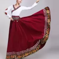 藏族舞蹈服装女广场舞大摆裙新款蒙古练习长裙民族演出服装女半身